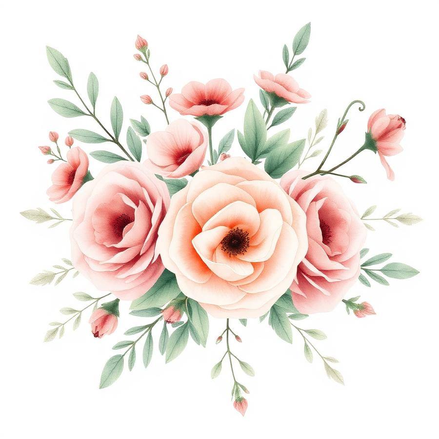 Botanical watercolour hero artwork created with a structured prompt